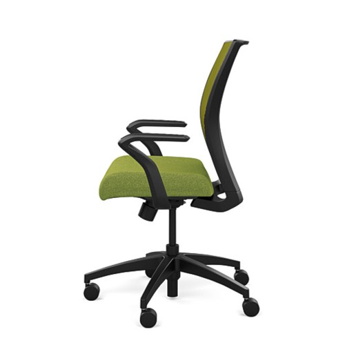 SitOnIt Amplify task chair with medium back, mesh back, green fabric seat, black frame, on wheels-5