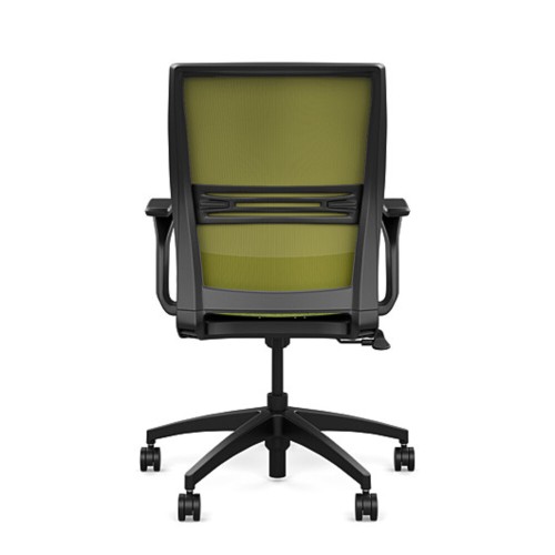 SitOnIt Amplify task chair with medium back, mesh back, green fabric seat, black frame, on wheels-3