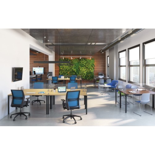 SitOnIt Amplify task chair with medium back, mesh back, green fabric seat, black frame, on wheels-8