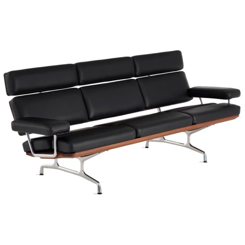 Eames - Two-seater Living Room Sofa, Leather - Black, NX06