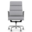 Eames - office chair with soft cushions on casters, high back, base - polished aluminum, fabric - gray, 8MD04-1