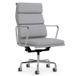 Eames - office chair with soft cushions on casters, high back, base - polished aluminum, fabric - gray, 8MD04-2