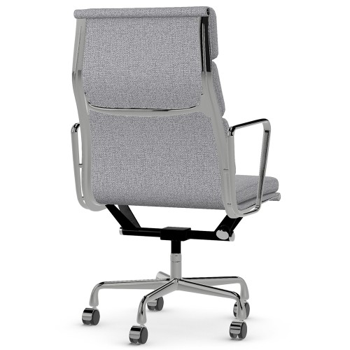 Eames - office chair with soft cushions on casters, high back, base - polished aluminum, fabric - gray, 8MD04-4