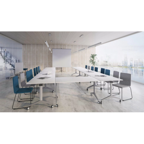 Conference and meeting table FLIP-TOP from Narbutas in white with dimensions 140x80x73 cm-2