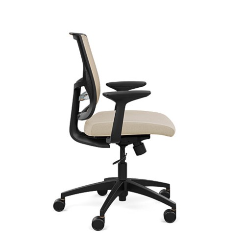 Focus 2.0 executive chair by SitOnIt with medium back, back material - mesh, seat - beige fabric, black frame, on wheels-1
