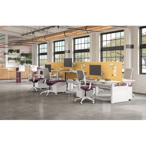 Focus 2.0 executive chair by SitOnIt with medium back, back material - mesh, seat - beige fabric, black frame, on wheels-7