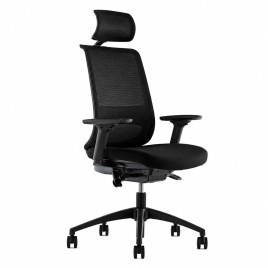 GoldSit Furniture  Mercur 000PA  - Office Chair, Upholstered Seat and Mesh Back, Color Black with Black Polymer Base | Workstations