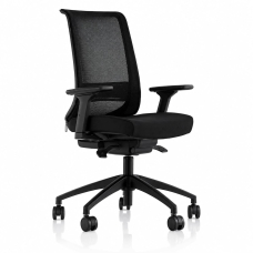 GoldSit Furniture Mercur 100PA - Office Chair, Upholstered Seat and Mesh Back, Color Black with Black Polymer Base | All-Day Comfort