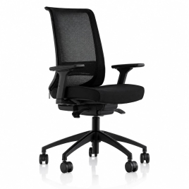 GoldSit Furniture  Mercur 100PA - Office Chair, Upholstered Seat and Mesh Back, Color Black with Black Polymer Base | All-Day Comfort