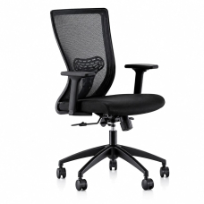 GoldSit Furniture Quatro 100 PA - Office Chair, Upholstered Seat and Mesh Back, Color Black with Black Polymer Base | Multi-purpose Offices