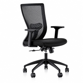GoldSit Furniture Quatro 100 PA - Office Chair, Upholstered Seat and Mesh Back, Color Black with Black Polymer Base | Multi-purpose Offices