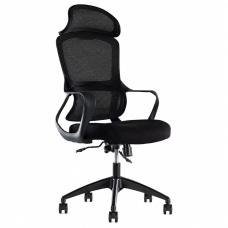 GoldSit Furniture Space 000FP- Office Chair, Upholstered Seat and Mesh Back, Color Black with Black Polymer Base | Offices
