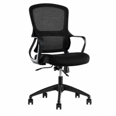 GoldSit Furniture Space 100FP - Office Chair, Upholstered Seat and Mesh Back, Color Black with Black Polymer Base | Home & Office