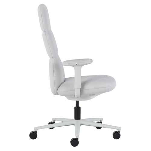 Asari - designer chair with high back on casters, base - white, fabric - light gray, MZM-3