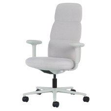 Asari - designer chair with high back on casters, base - white, fabric - light gray, MZM