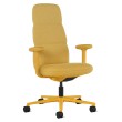 Asari - designer chair with high back on casters, base - white, fabric - yellow, DZLU25-2