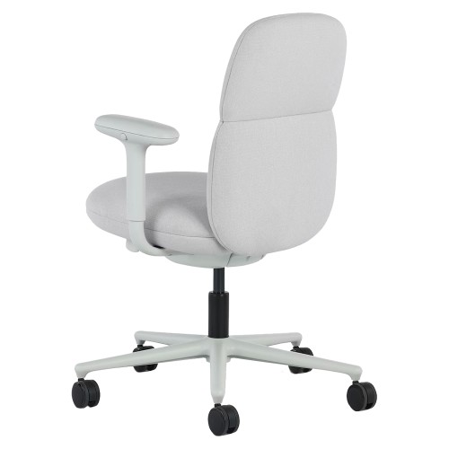 Asari - designer chair with medium back on casters, base - white, fabric - light gray, MZM-4