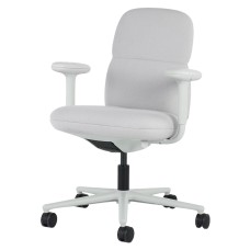 Asari - designer chair with medium back on casters, base - white, fabric - light gray, MZM