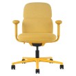 Asari - designer chair with medium back on casters, base - white, fabric - yellow, DZLU25-1
