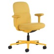 Asari - designer chair with medium back on casters, base - white, fabric - yellow, DZLU25-2