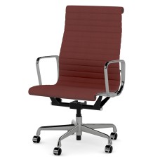 Eames - office chair on casters, high back, base - polished aluminum, fabric - red, ZMD23