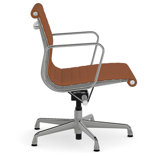 Eames - office chair on casters, medium back, base - polished aluminum, fabric - orange, ZMD19-3