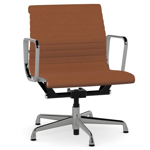 Eames - office chair on casters, medium back, base - polished aluminum, fabric - orange, ZMD19-2
