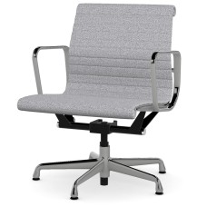 Eames - office chair on casters, medium back, base - polished aluminum, fabric - gray, 8MD04