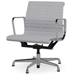 Eames - office chair on casters, medium back, base - polished aluminum, fabric - gray, 8MD04