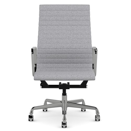 Eames - office chair on casters, high back, base - polished aluminum, fabric - gray, 8MD04-1