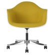 Eames - task armchair, polished aluminum base, yellow fabric upholstery, YL-1