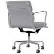 Eames - office chair with soft cushions on castors, middle back, base - polished aluminum, fabric - gray, 8MD04-3