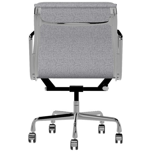 Eames - office chair with soft cushions on castors, middle back, base - polished aluminum, fabric - gray, 8MD04-4