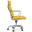Eames - office chair with soft cushions on casters, high back, base - polished aluminum, fabric - yellow, ZMD15-3