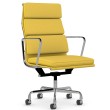 Eames - office chair with soft cushions on casters, high back, base - polished aluminum, fabric - yellow, ZMD15-2