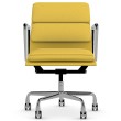 Eames - office chair with soft cushions on castors, middle back, base - polished aluminum, fabric - yellow, ZMD15-1