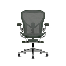 Herman Miller Aeron - Office Chair, Size C, Green Seat and Backrest, Polished Aluminum Base With Rubber Castors | Professional Appearance