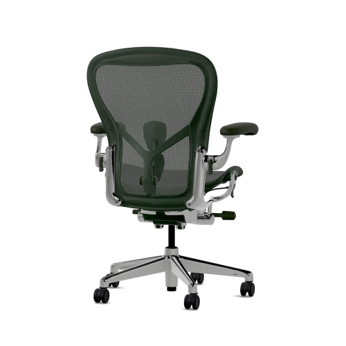 Herman Miller Aeron - Office Chair, Size C, Green Seat and Backrest, Polished Aluminum Base With Rubber Castors | Professional Appearance-3