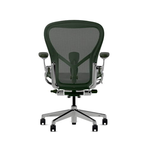Herman Miller Aeron - Office Chair, Size C, Green Seat and Backrest, Polished Aluminum Base With Rubber Castors | Professional Appearance-4
