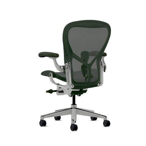 Herman Miller Aeron - Office Chair, Size C, Green Seat and Backrest, Polished Aluminum Base With Rubber Castors | Professional Appearance-5