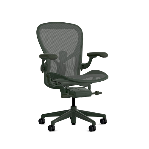 Herman Miller Aeron - Office Chair, Size C, Color Green, Steel Base With Rubber Castors | Offices-1