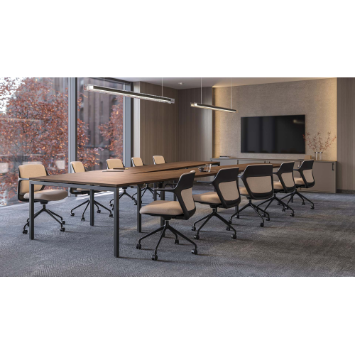 Conference table NOVA by Narbutas in sand ash colour with dimensions 140x164x64 cm-2