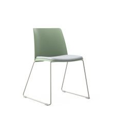 Narbutas POLYTONE-L - Conference Chair, Green Shell, Upholstered Grey Seat Powder-Coated Steel 4-leg Frame On Plastic Glides | Corporate Use