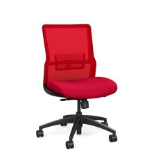 Novo chair by SitOnIt for working from home, red upholstery, black frame, on wheels