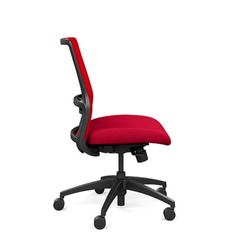 Novo chair by SitOnIt for working from home, red upholstery, black frame, on wheels-1