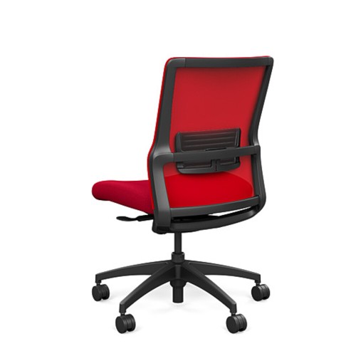 Novo chair by SitOnIt for working from home, red upholstery, black frame, on wheels-4