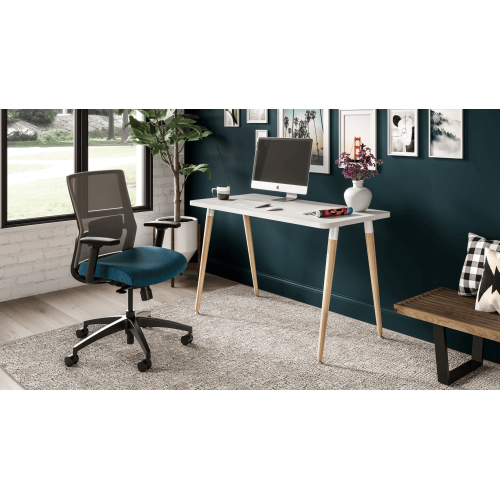 Novo chair by SitOnIt for working from home, red upholstery, black frame, on wheels-9