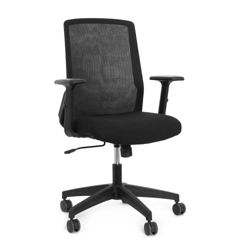 Poppin Nomad - Task Chair, Color Black With Black Frame. Black Glass-filled Nylon Base on Castors | Office & Home