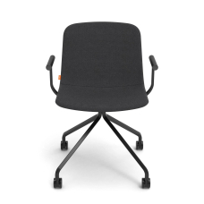 Poppin Key - Meeting Chair, Color Dark Gray, Upholstered in 100% Polyester, Black Powder-coated Steel Rod Frame With Castors | Office Spaces