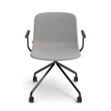 Poppin Key - Meeting Chair, Color Gray, Upholstered in 100% Polyester, Black Powder-coated Steel Rod Frame With Castors | Event Rooms